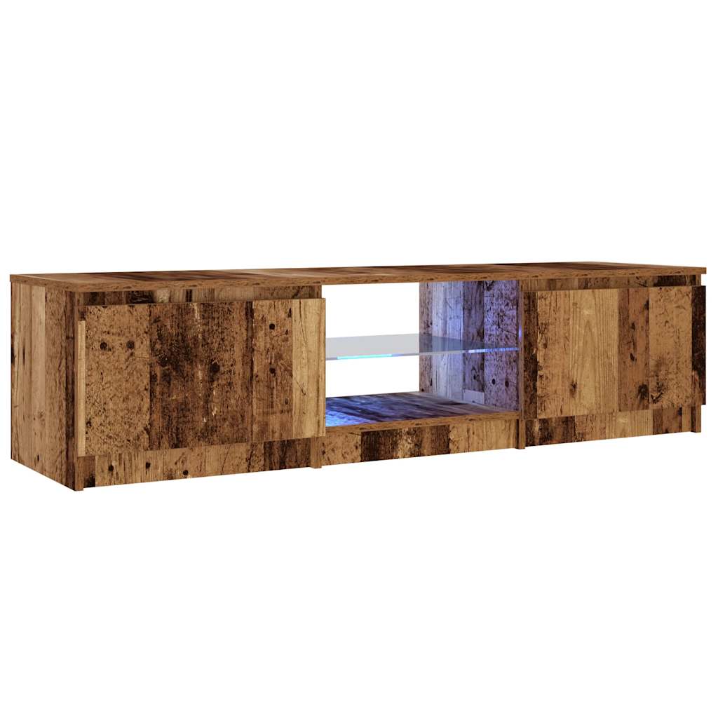 Tv-meubel met LED 140x40x36 cm bewerkt hout oud houtkleurig is nu te koop bij PeponiXL, paradijselijk wonen!