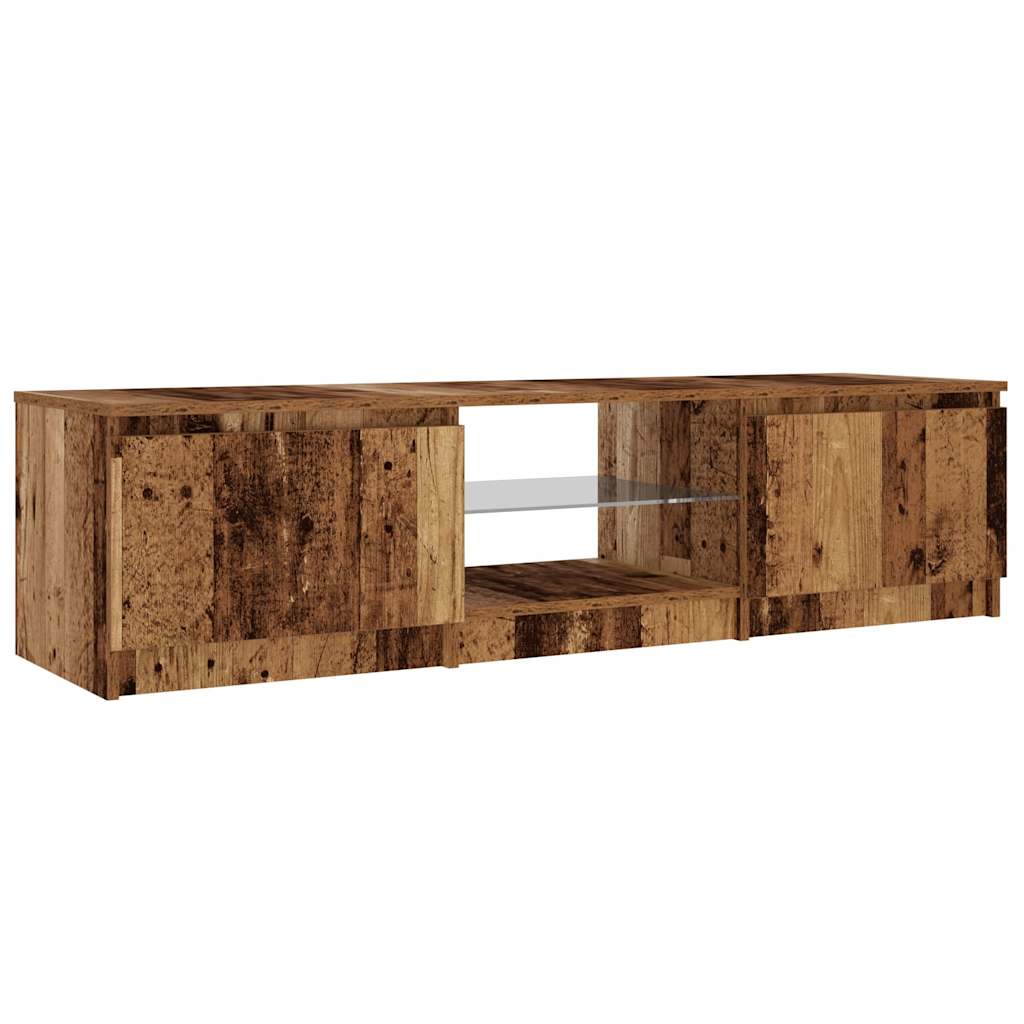 Tv-meubel met LED 140x40x36 cm bewerkt hout oud houtkleurig is nu te koop bij PeponiXL, paradijselijk wonen!