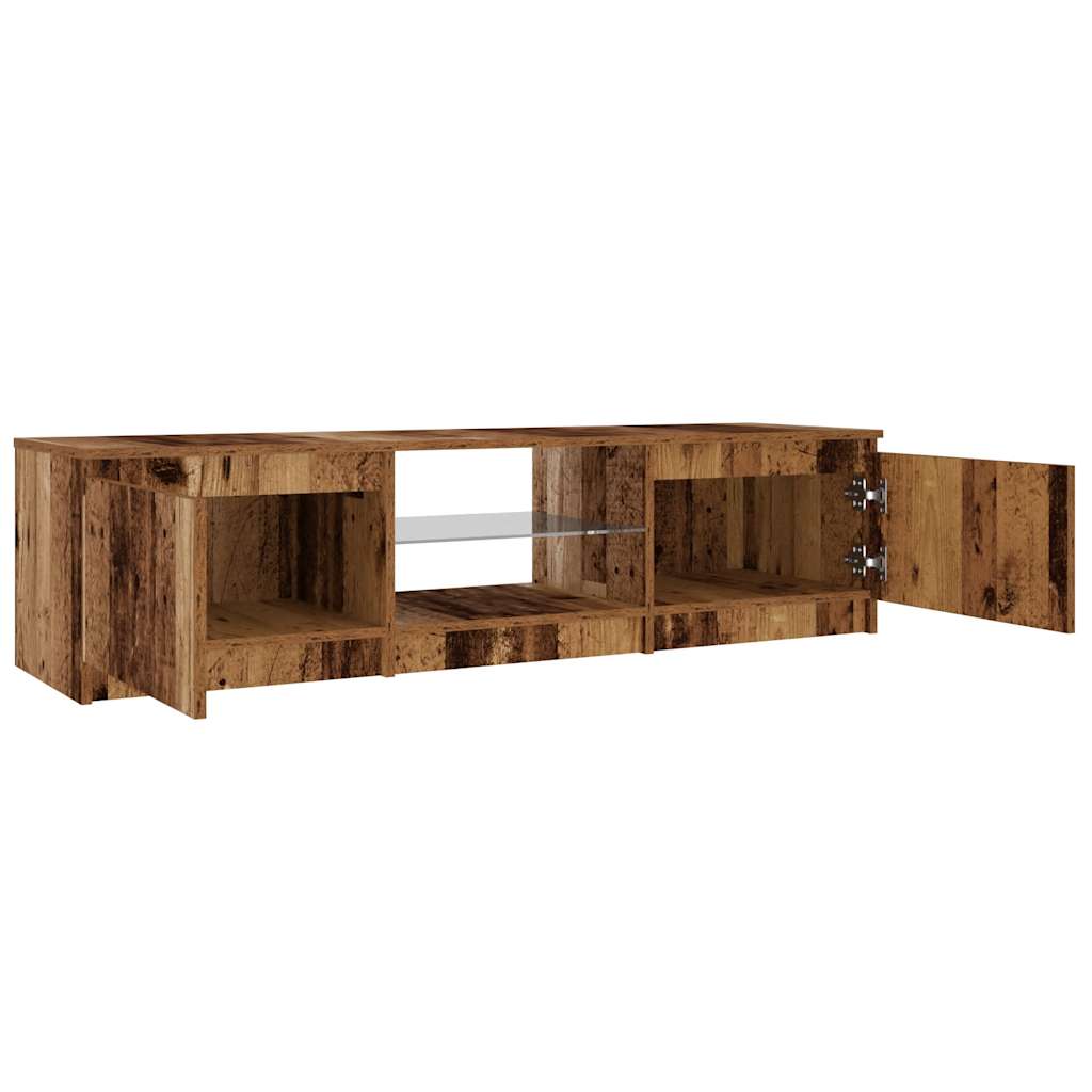 Tv-meubel met LED 140x40x36 cm bewerkt hout oud houtkleurig is nu te koop bij PeponiXL, paradijselijk wonen!
