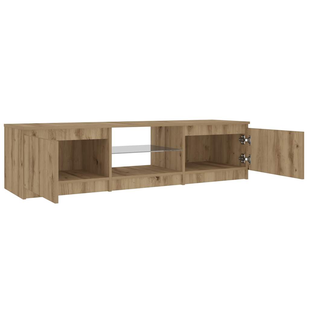 Tv-meubel met LED 140x40x36 cm bewerkt hout artisanaal eiken is nu te koop bij PeponiXL, paradijselijk wonen!