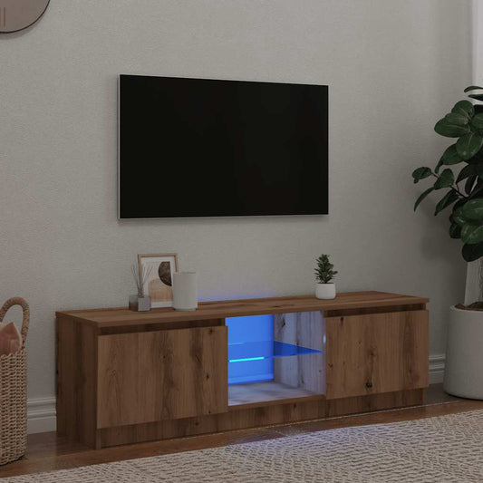 Tv-meubel met LED 140x40x36 cm bewerkt hout artisanaal eiken is nu te koop bij PeponiXL, paradijselijk wonen!
