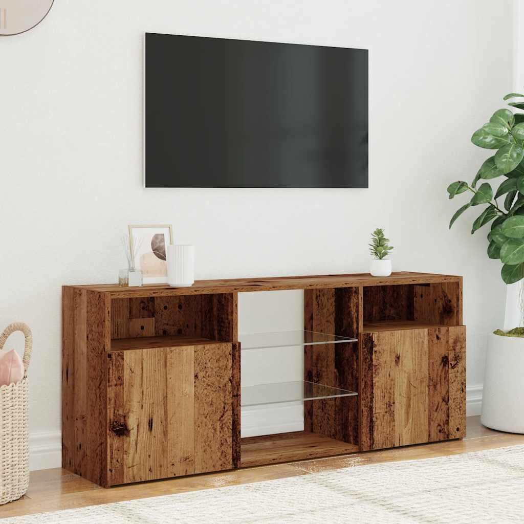 Tv-meubel met LED 120x30x50 cm bewerkt hout oud hout is nu te koop bij PeponiXL, paradijselijk wonen!