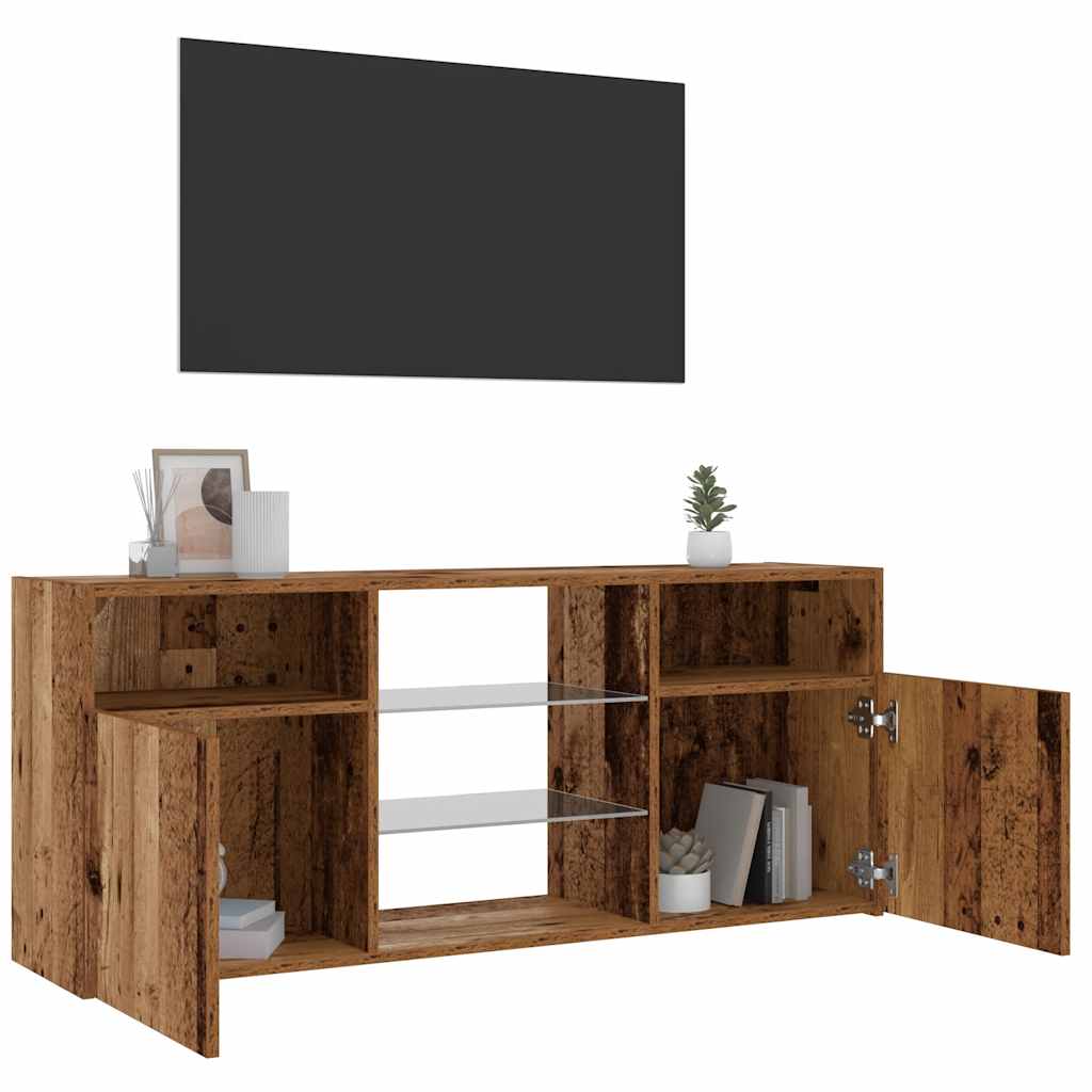 Tv-meubel met LED 120x30x50 cm bewerkt hout oud hout is nu te koop bij PeponiXL, paradijselijk wonen!