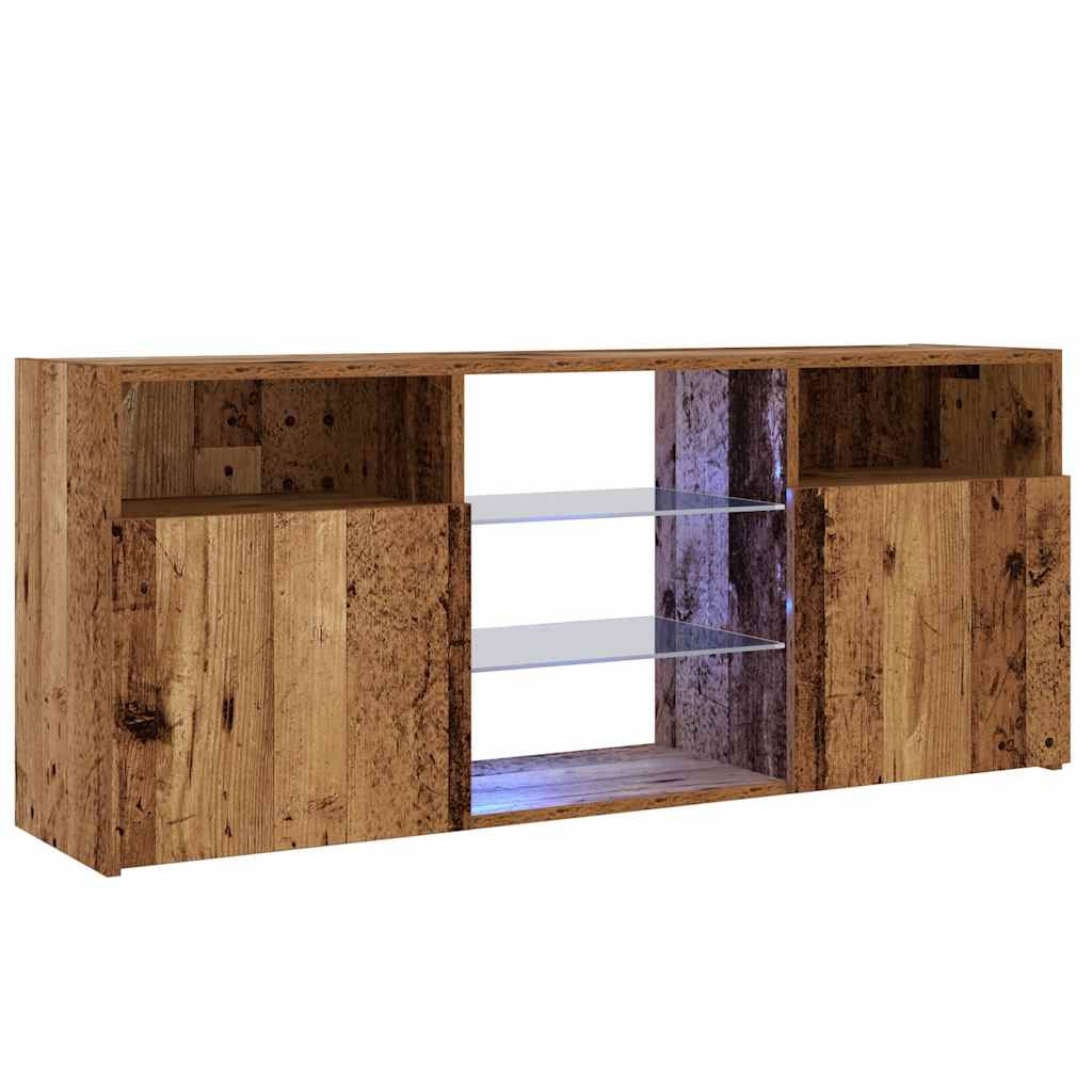 Tv-meubel met LED 120x30x50 cm bewerkt hout oud hout is nu te koop bij PeponiXL, paradijselijk wonen!