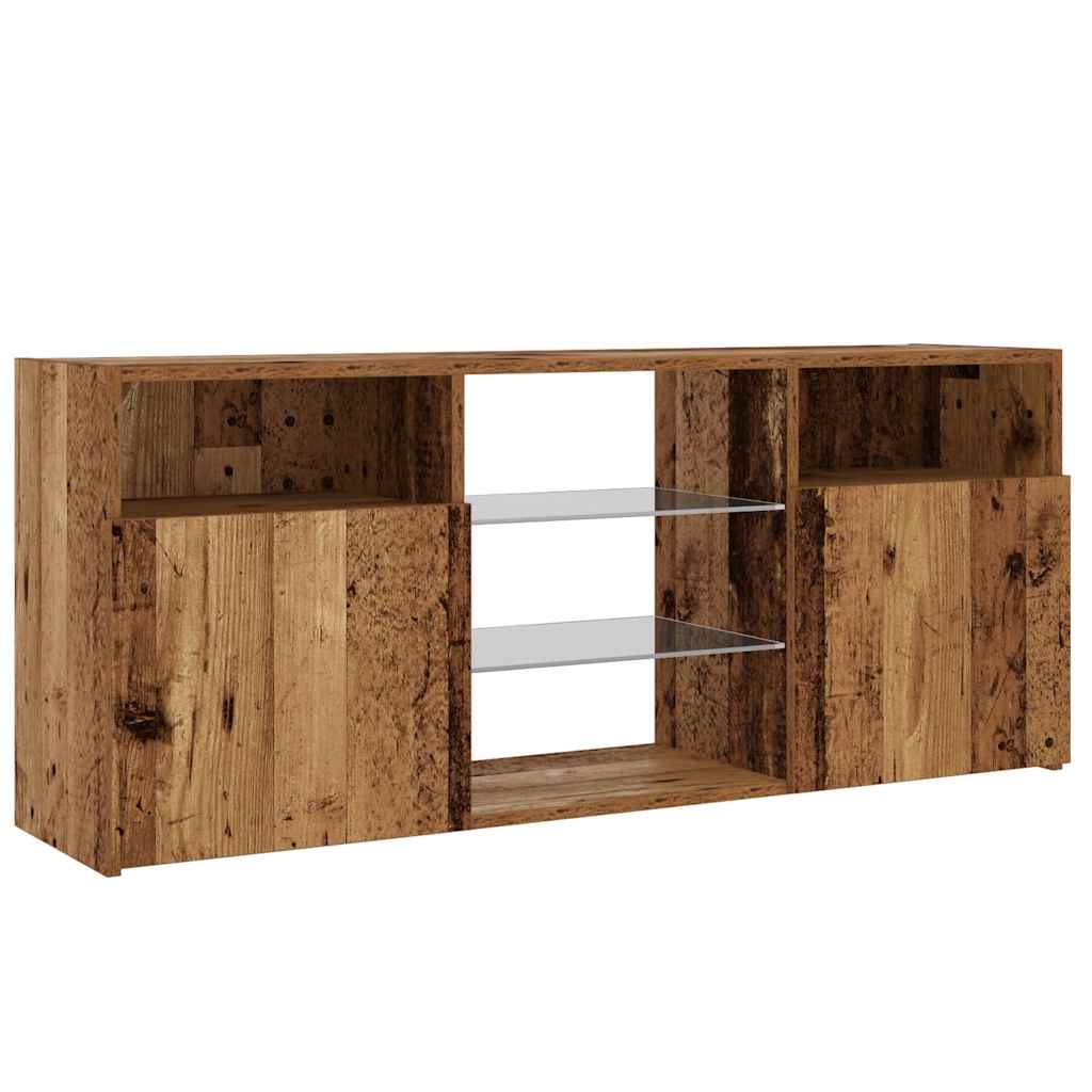 Tv-meubel met LED 120x30x50 cm bewerkt hout oud hout is nu te koop bij PeponiXL, paradijselijk wonen!
