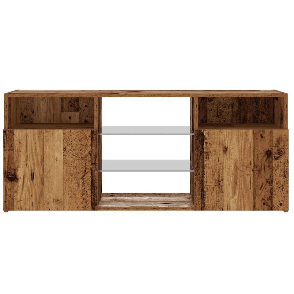Tv-meubel met LED 120x30x50 cm bewerkt hout oud hout is nu te koop bij PeponiXL, paradijselijk wonen!