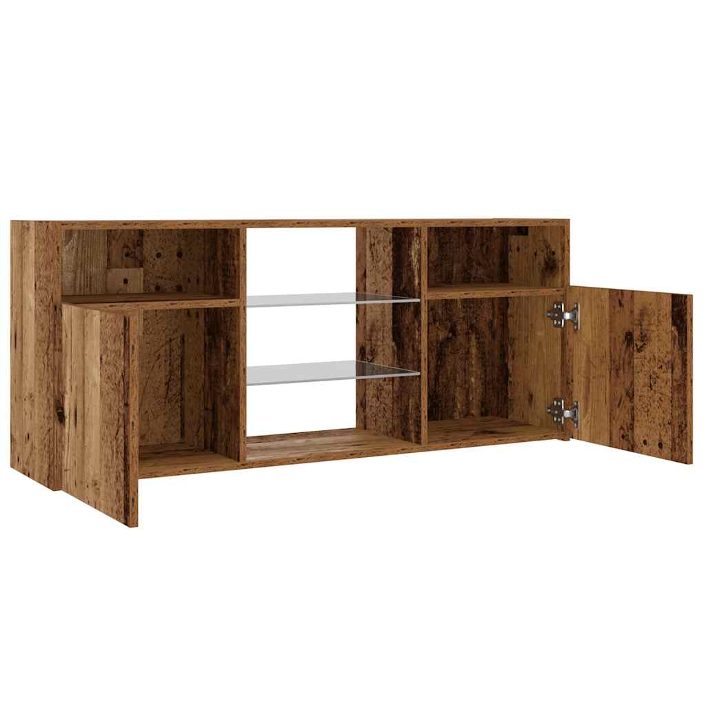 Tv-meubel met LED 120x30x50 cm bewerkt hout oud hout is nu te koop bij PeponiXL, paradijselijk wonen!