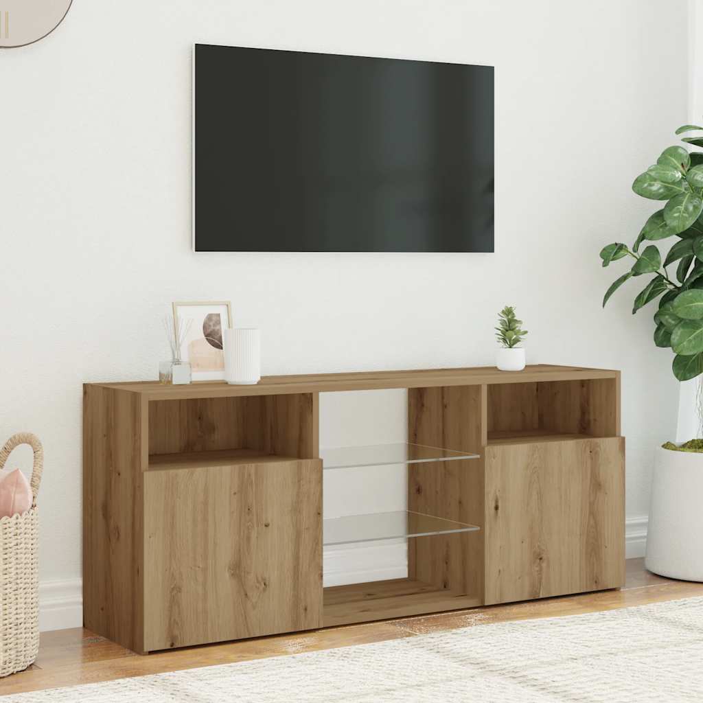 Tv-meubel met LED 120x30x50 cm bewerkt hout artisanaal eiken is nu te koop bij PeponiXL, paradijselijk wonen!