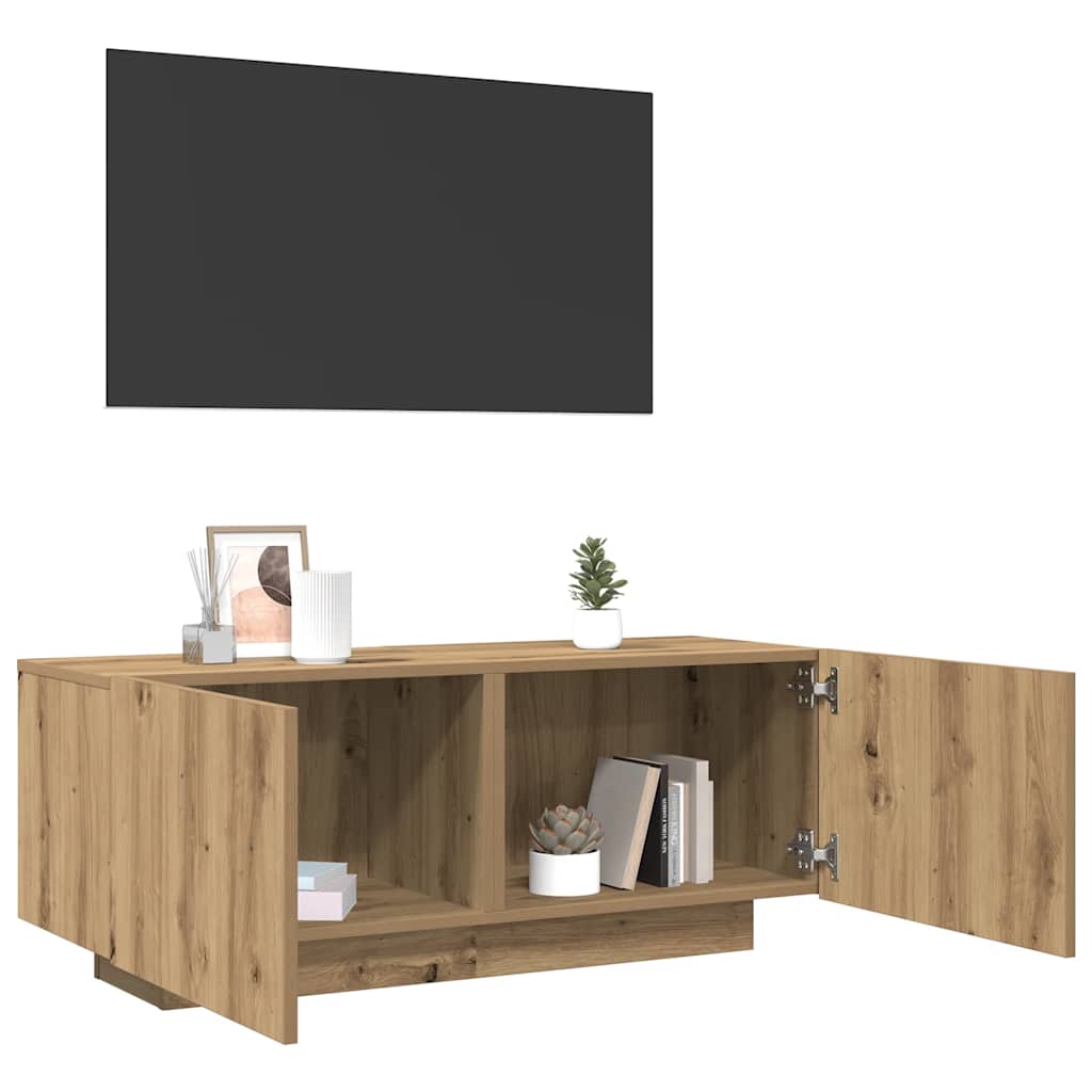 Tv-meubel 100x35x40 cm bewerkt hout artisanaal eikenkleurig is nu te koop bij PeponiXL, paradijselijk wonen!