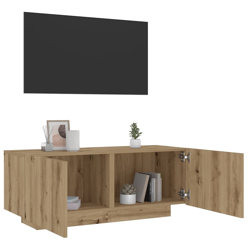 Tv-meubel 100x35x40 cm bewerkt hout artisanaal eikenkleurig is nu te koop bij PeponiXL, paradijselijk wonen!