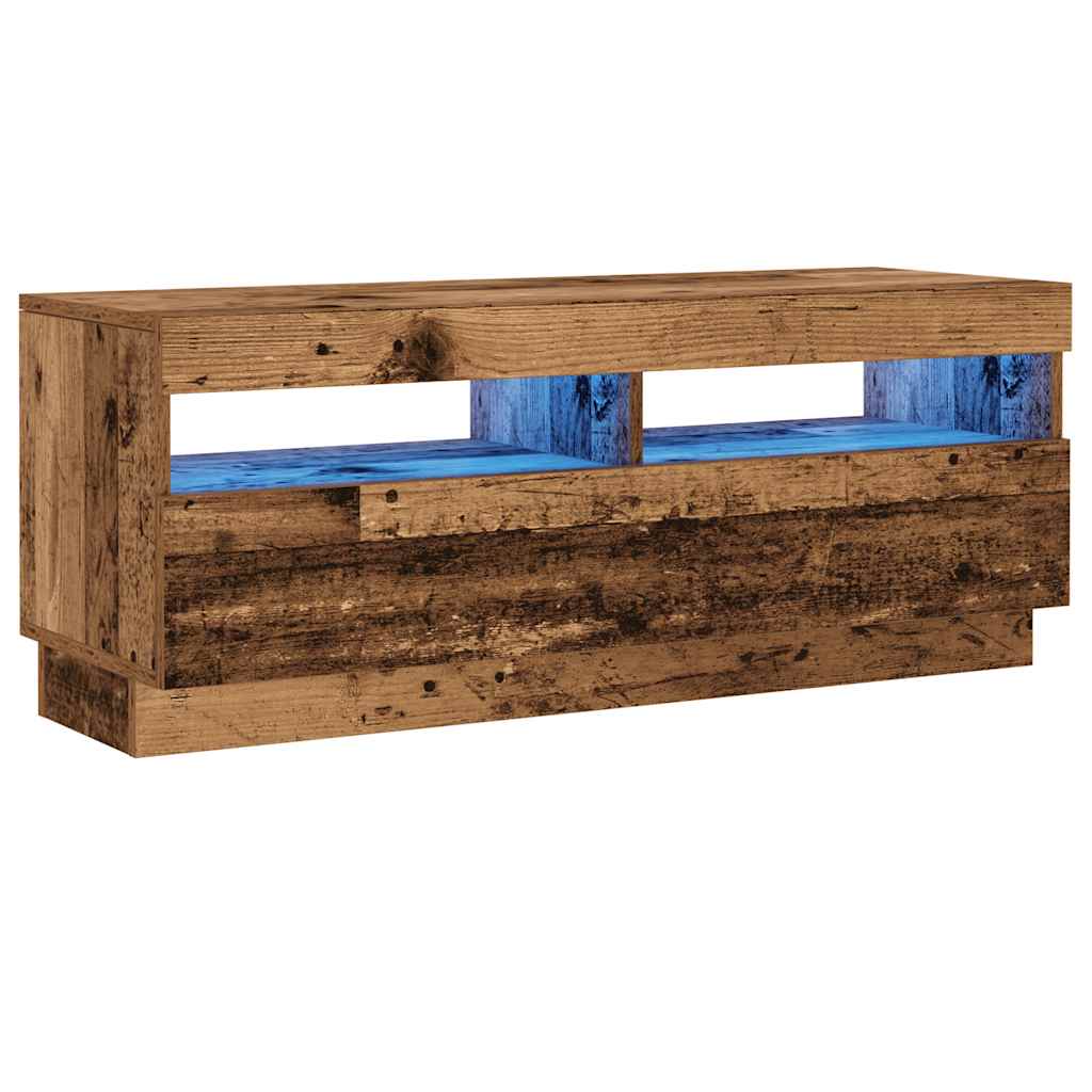 Tv-meubel met LED 100x35x40 cm bewerkt hout oud hout is nu te koop bij PeponiXL, paradijselijk wonen!