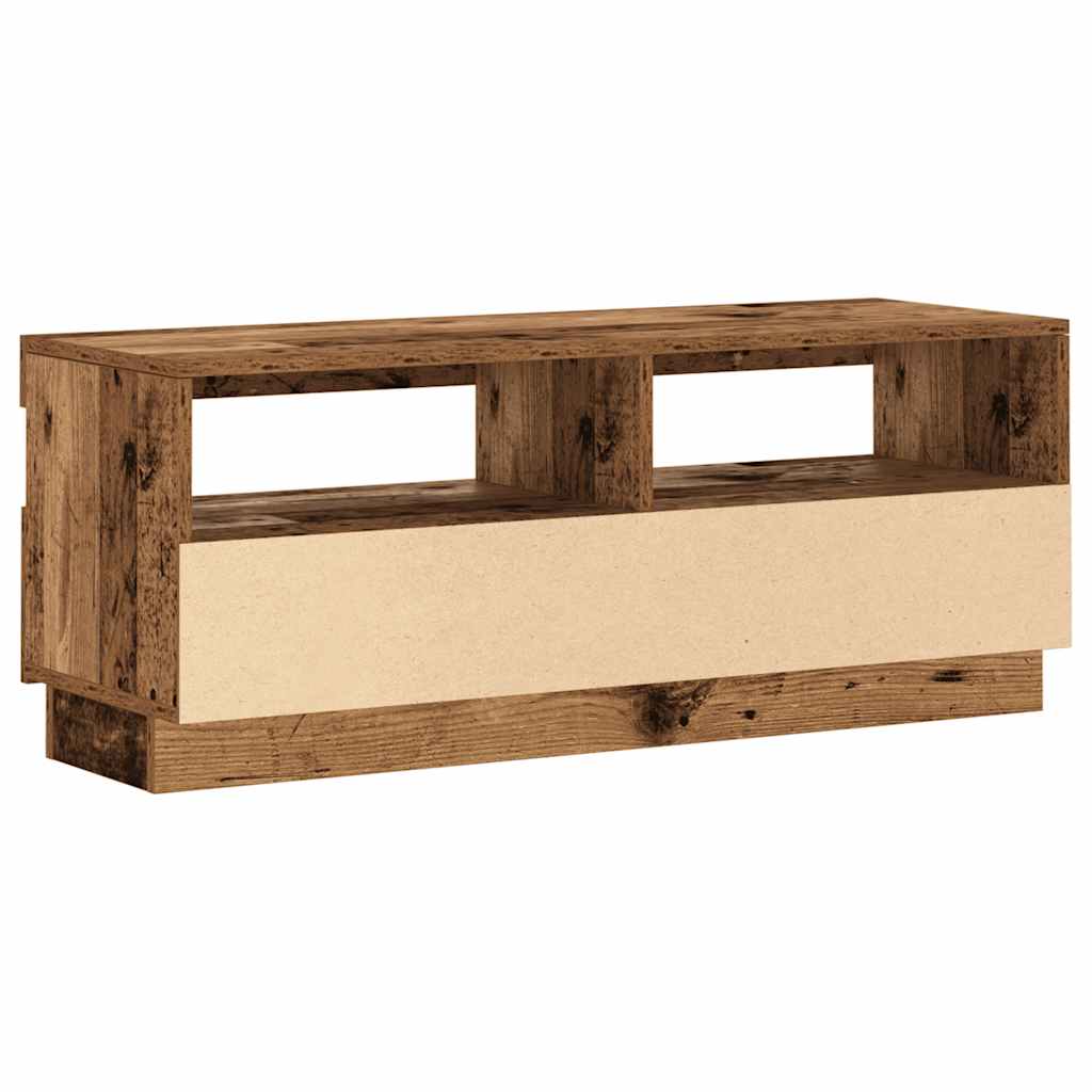 Tv-meubel met LED 100x35x40 cm bewerkt hout oud hout is nu te koop bij PeponiXL, paradijselijk wonen!