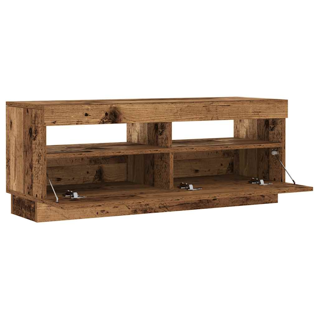 Tv-meubel met LED 100x35x40 cm bewerkt hout oud hout is nu te koop bij PeponiXL, paradijselijk wonen!