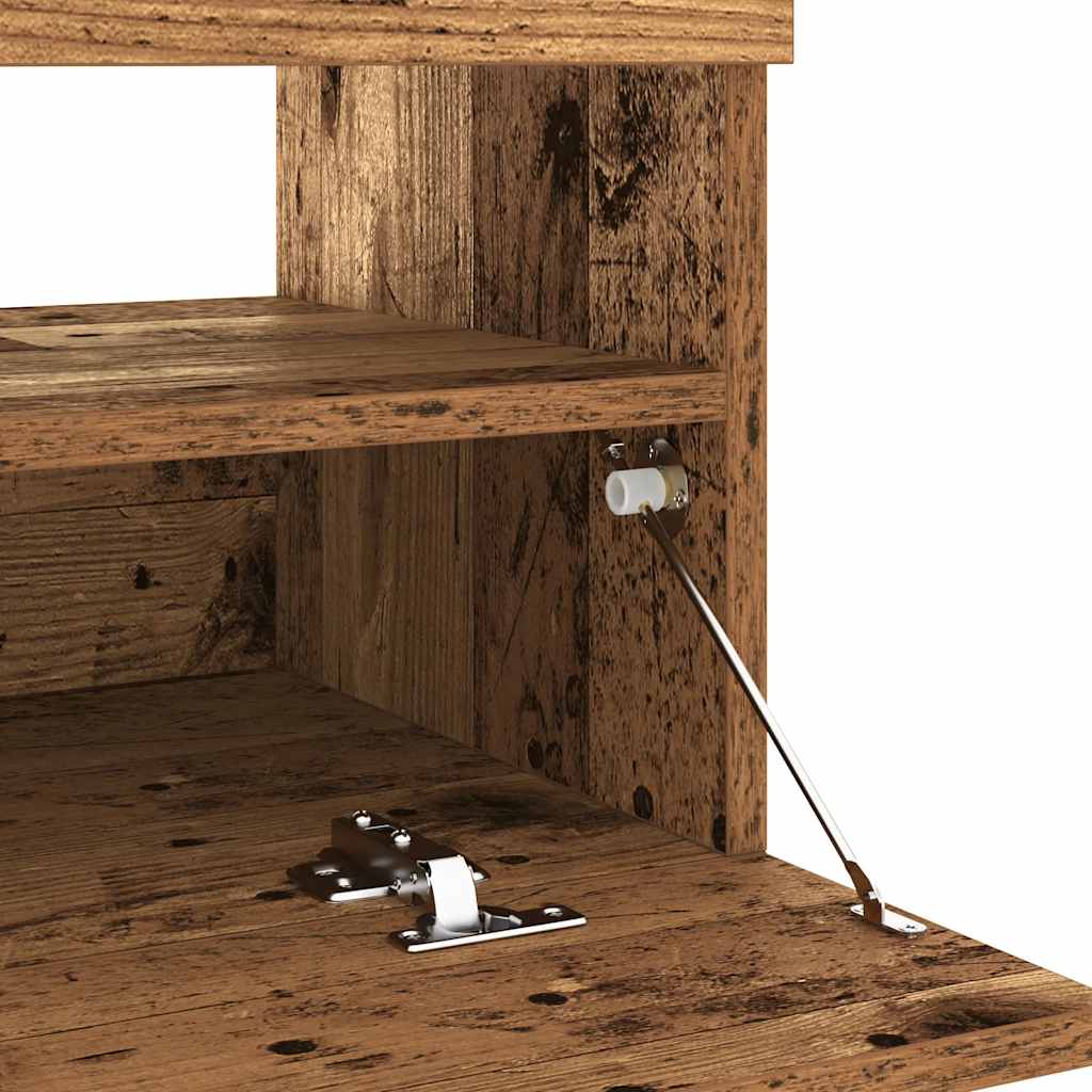 Tv-meubel met LED 100x35x40 cm bewerkt hout oud hout is nu te koop bij PeponiXL, paradijselijk wonen!