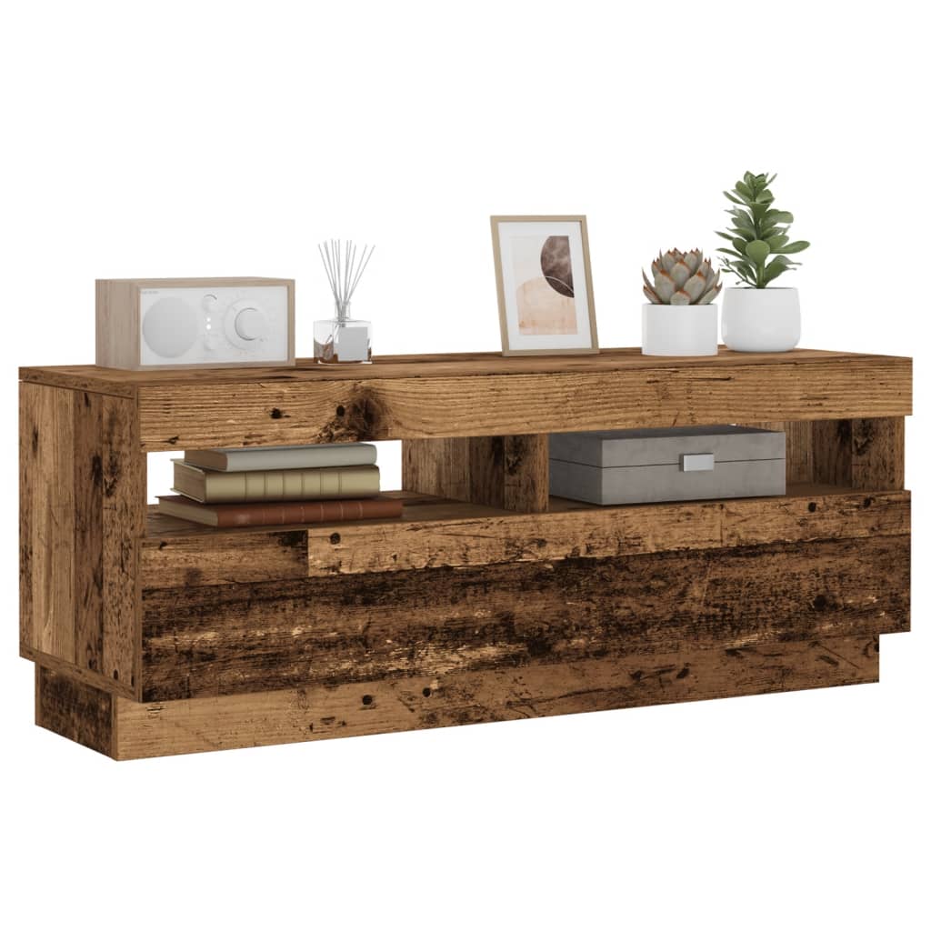 Tv-meubel met LED 100x35x40 cm bewerkt hout oud hout is nu te koop bij PeponiXL, paradijselijk wonen!