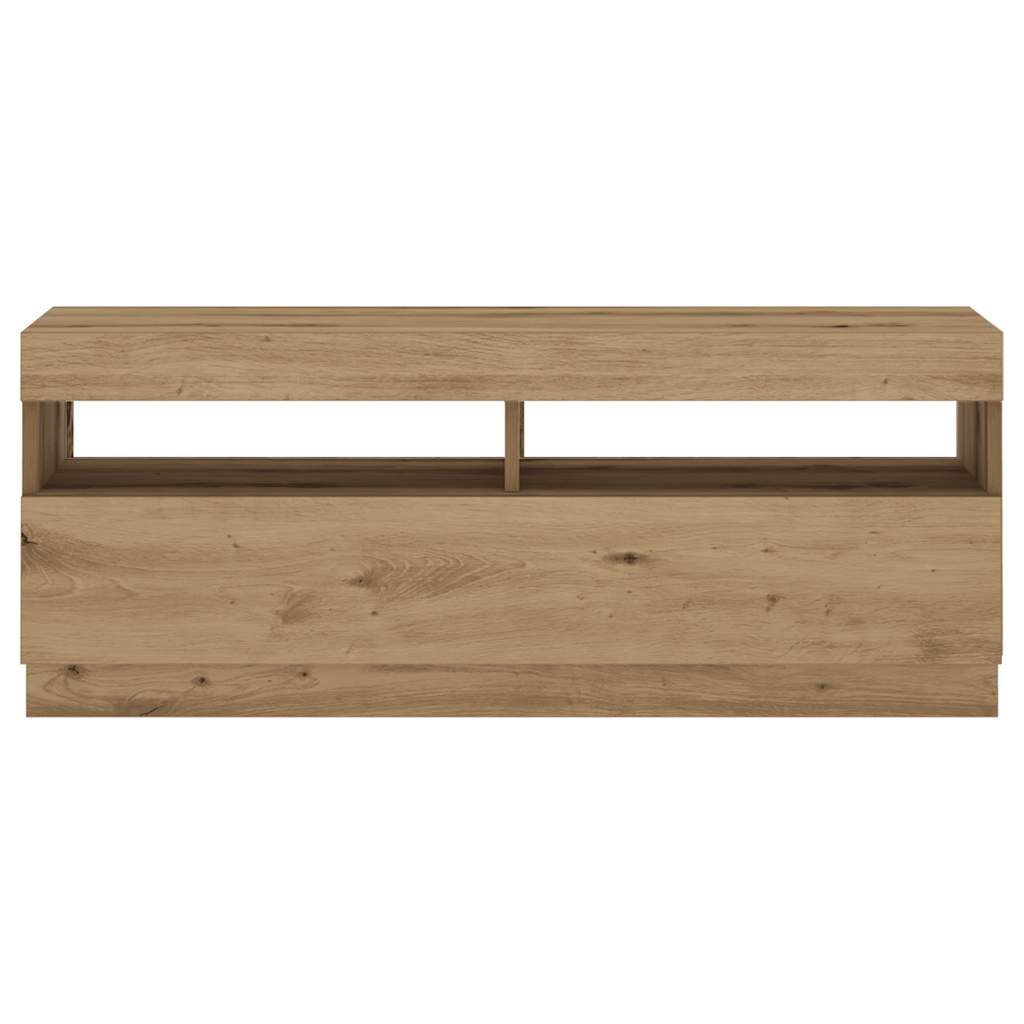 Tv-meubel met LED 100x35x40 cm bewerkt hout artisanaal eiken is nu te koop bij PeponiXL, paradijselijk wonen!