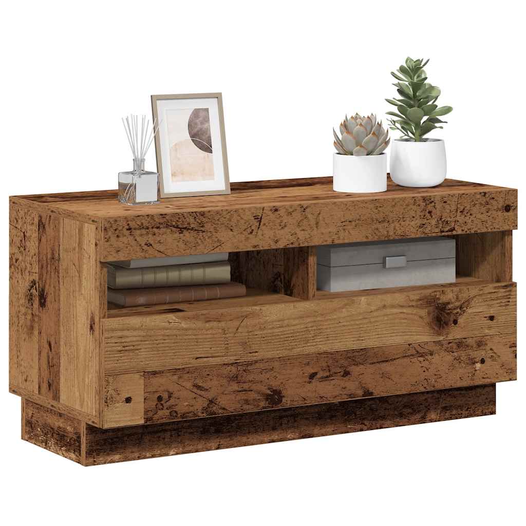 Tv-meubel met LED 80x35x40 cm bewerkt hout oud hout is nu te koop bij PeponiXL, paradijselijk wonen!