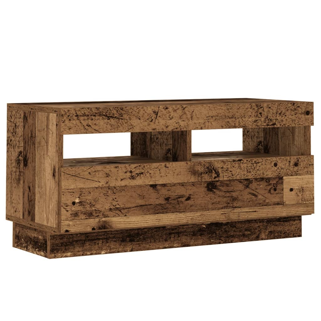 Tv-meubel met LED 80x35x40 cm bewerkt hout oud hout is nu te koop bij PeponiXL, paradijselijk wonen!