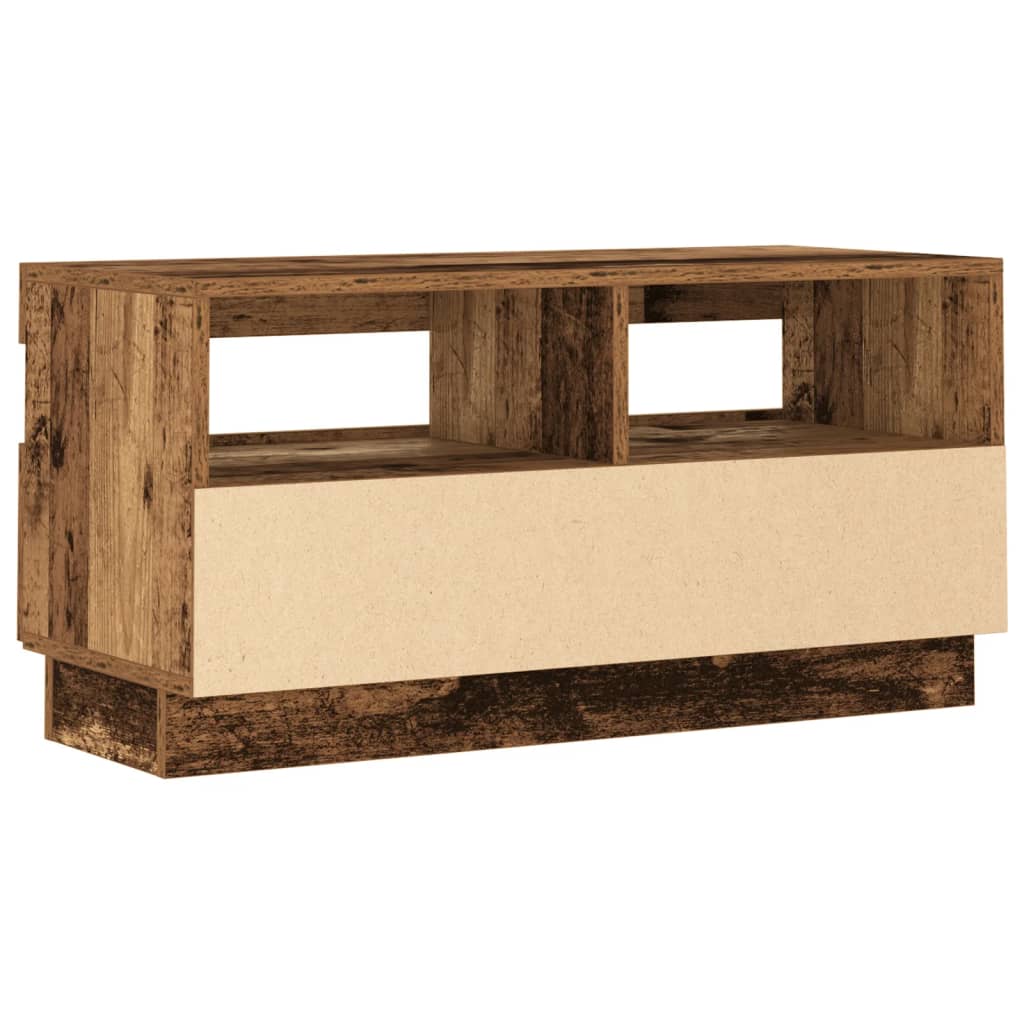 Tv-meubel met LED 80x35x40 cm bewerkt hout oud hout is nu te koop bij PeponiXL, paradijselijk wonen!