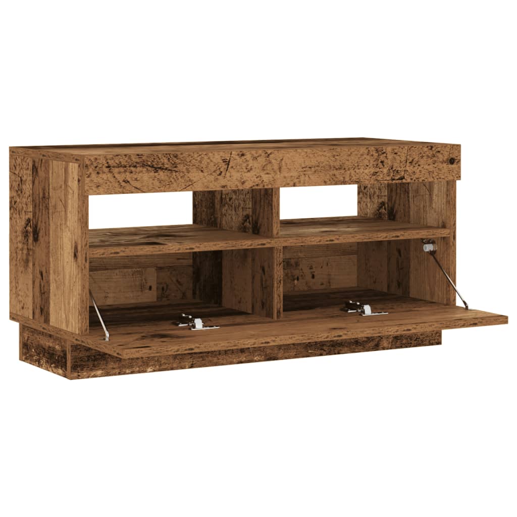 Tv-meubel met LED 80x35x40 cm bewerkt hout oud hout is nu te koop bij PeponiXL, paradijselijk wonen!
