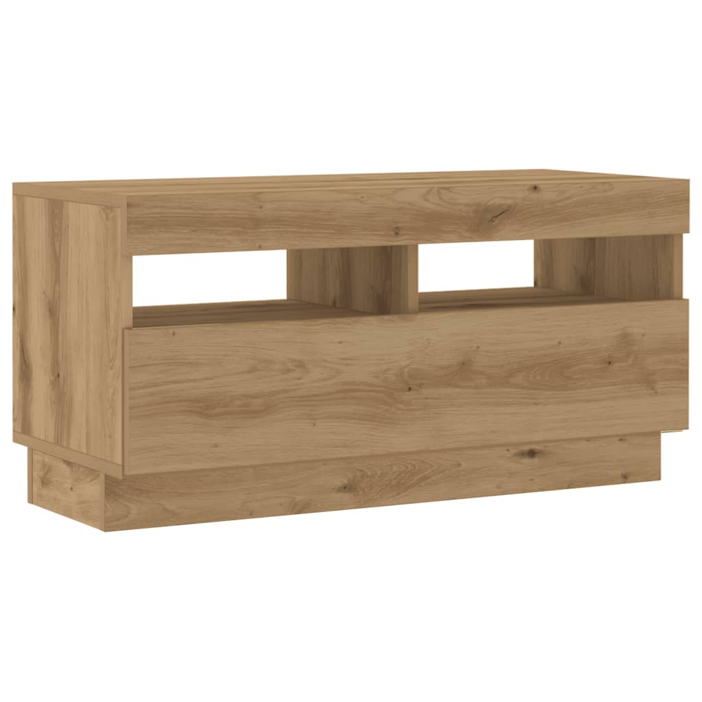 Tv-meubel met LED 80x35x40 cm bewerkt hout artisanaal eiken is nu te koop bij PeponiXL, paradijselijk wonen!