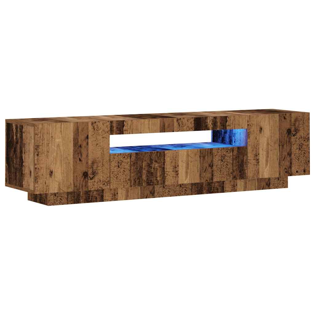 Tv-meubel met LED 160x35x40 cm bewerkt hout oud hout is nu te koop bij PeponiXL, paradijselijk wonen!