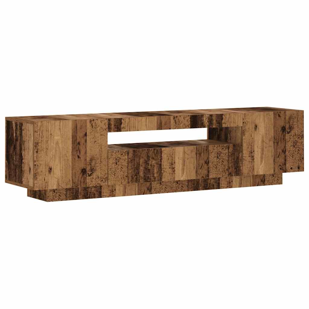 Tv-meubel met LED 160x35x40 cm bewerkt hout oud hout is nu te koop bij PeponiXL, paradijselijk wonen!