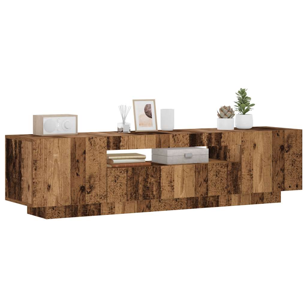 Tv-meubel met LED 160x35x40 cm bewerkt hout oud hout is nu te koop bij PeponiXL, paradijselijk wonen!