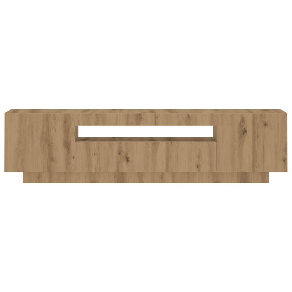 Tv-meubel met LED 160x35x40 cm bewerkt hout artisanaal eiken is nu te koop bij PeponiXL, paradijselijk wonen!