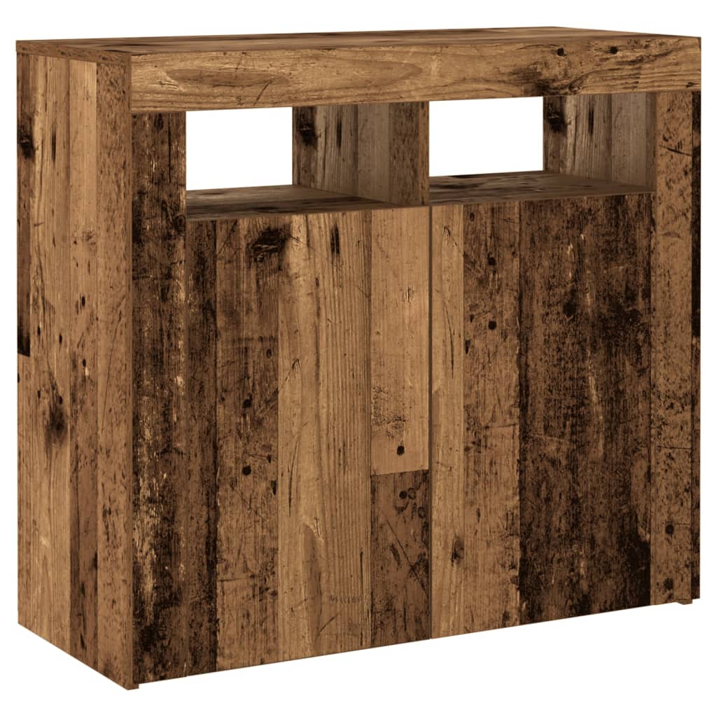 Dressoir met LED-verlichting 80x35x75 cm bewerkt hout oud hout is nu te koop bij PeponiXL, paradijselijk wonen!