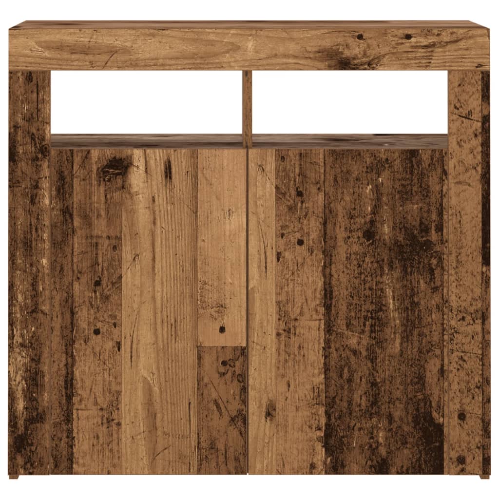 Dressoir met LED-verlichting 80x35x75 cm bewerkt hout oud hout is nu te koop bij PeponiXL, paradijselijk wonen!