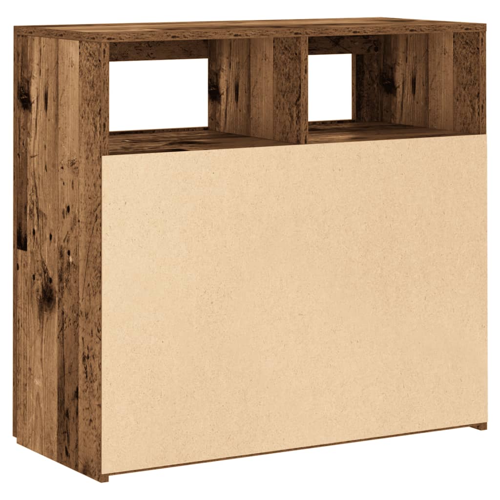 Dressoir met LED-verlichting 80x35x75 cm bewerkt hout oud hout is nu te koop bij PeponiXL, paradijselijk wonen!