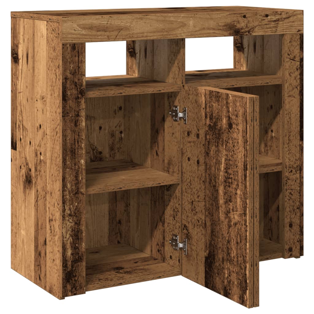Dressoir met LED-verlichting 80x35x75 cm bewerkt hout oud hout is nu te koop bij PeponiXL, paradijselijk wonen!