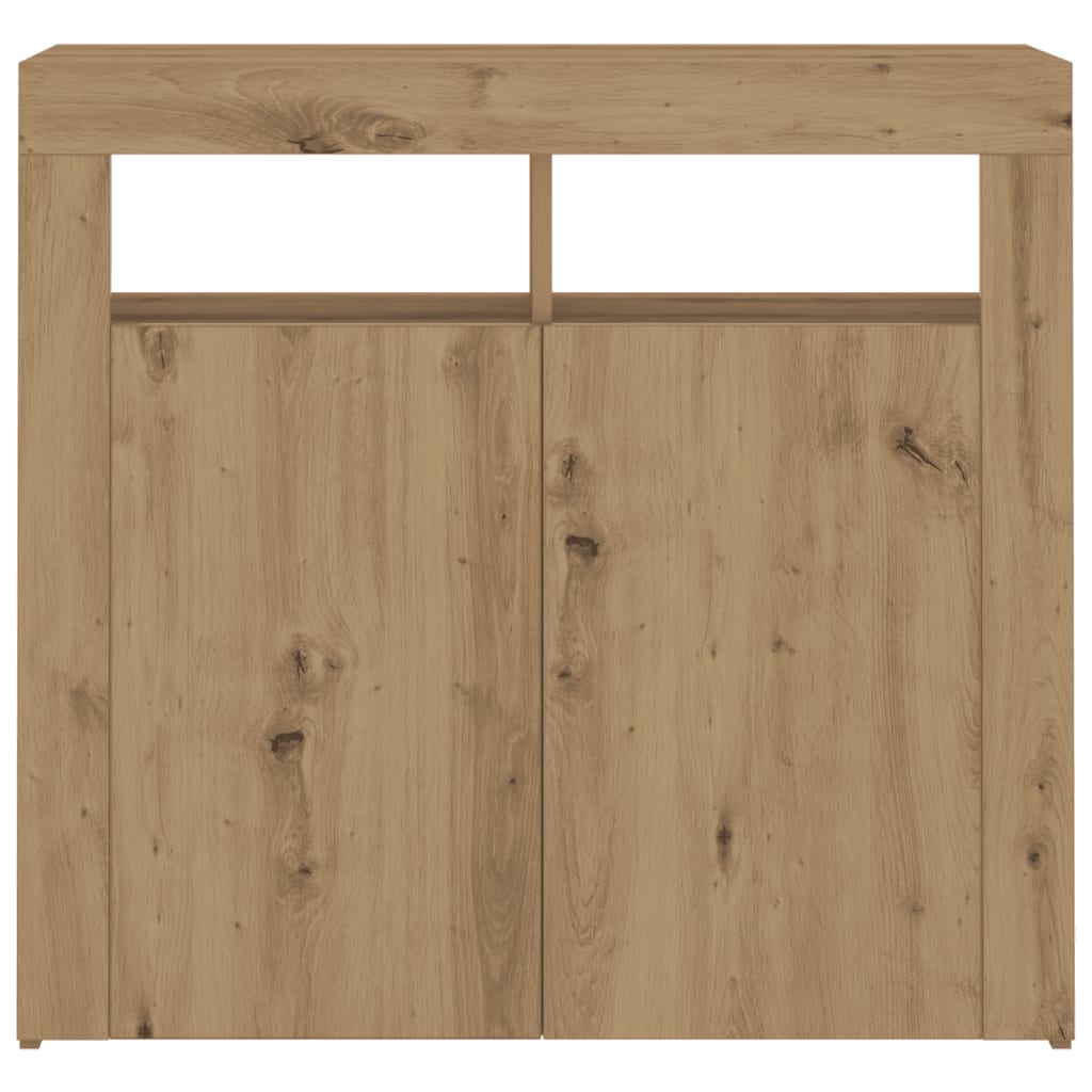 Dressoir met LED 80x35x75 cm bewerkt hout artisanaal eiken is nu te koop bij PeponiXL, paradijselijk wonen!