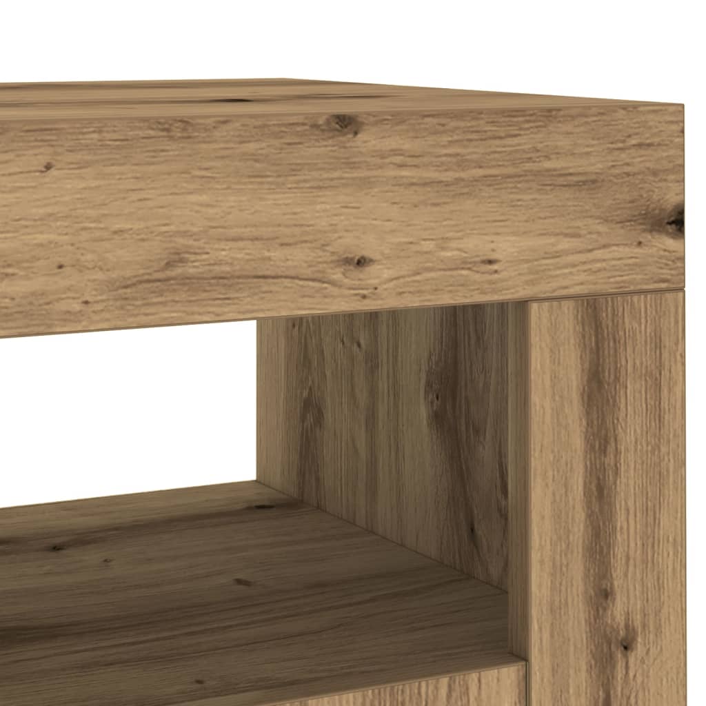 Dressoir met LED 80x35x75 cm bewerkt hout artisanaal eiken is nu te koop bij PeponiXL, paradijselijk wonen!