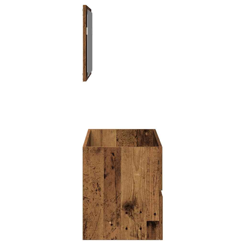 Badkamerkast met spiegel bewerkt hout oud houtkleurig is nu te koop bij PeponiXL, paradijselijk wonen!