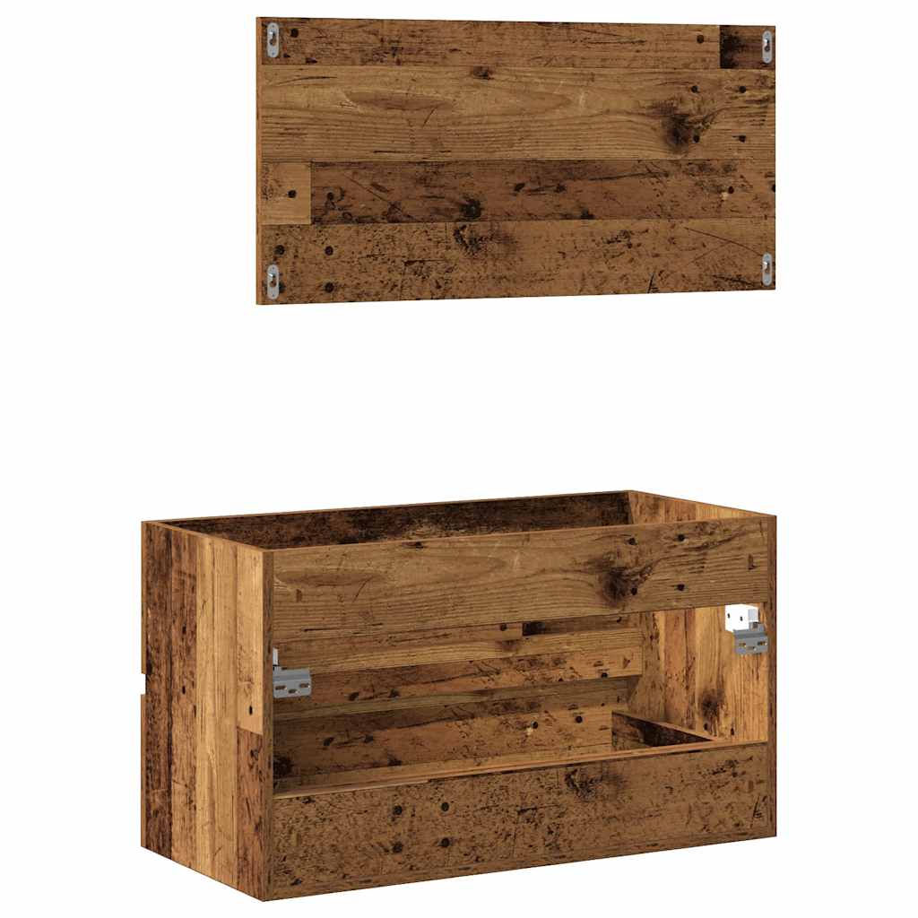 Badkamerkast met spiegel bewerkt hout oud houtkleurig is nu te koop bij PeponiXL, paradijselijk wonen!