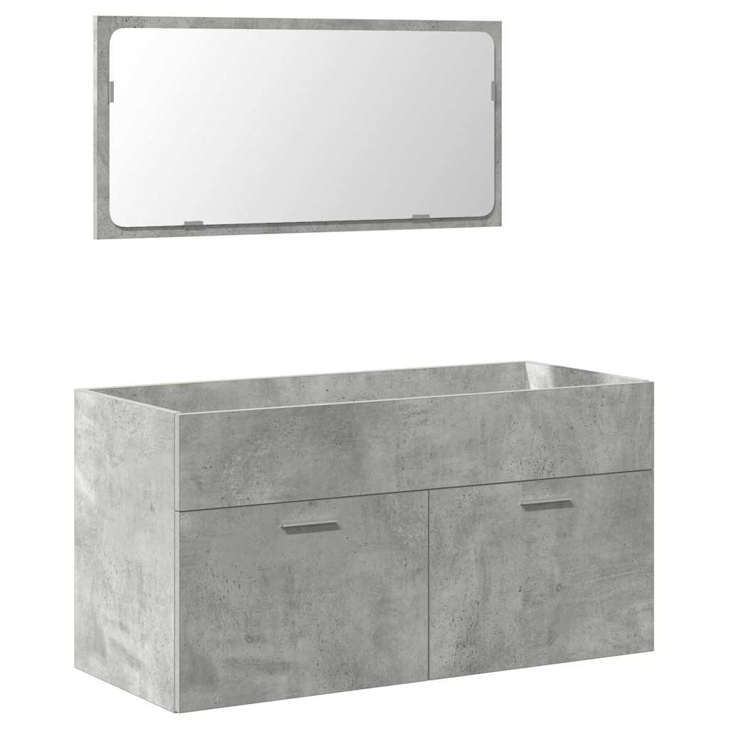 Badkamerkast met spiegel bewerkt hout betongrijs is nu te koop bij PeponiXL, paradijselijk wonen!