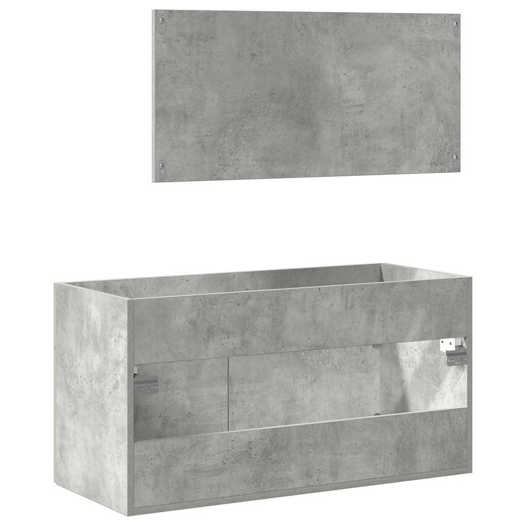 Badkamerkast met spiegel bewerkt hout betongrijs is nu te koop bij PeponiXL, paradijselijk wonen!