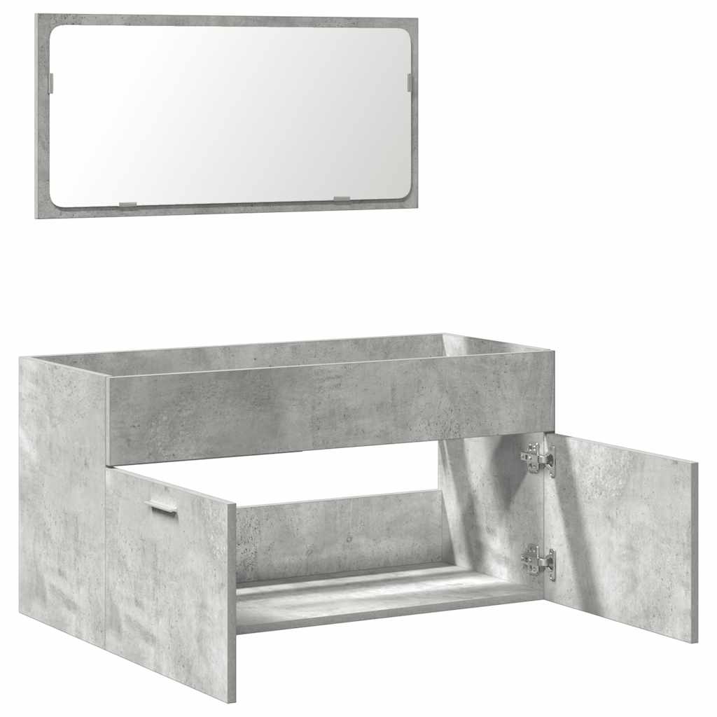 Badkamerkast met spiegel bewerkt hout betongrijs is nu te koop bij PeponiXL, paradijselijk wonen!