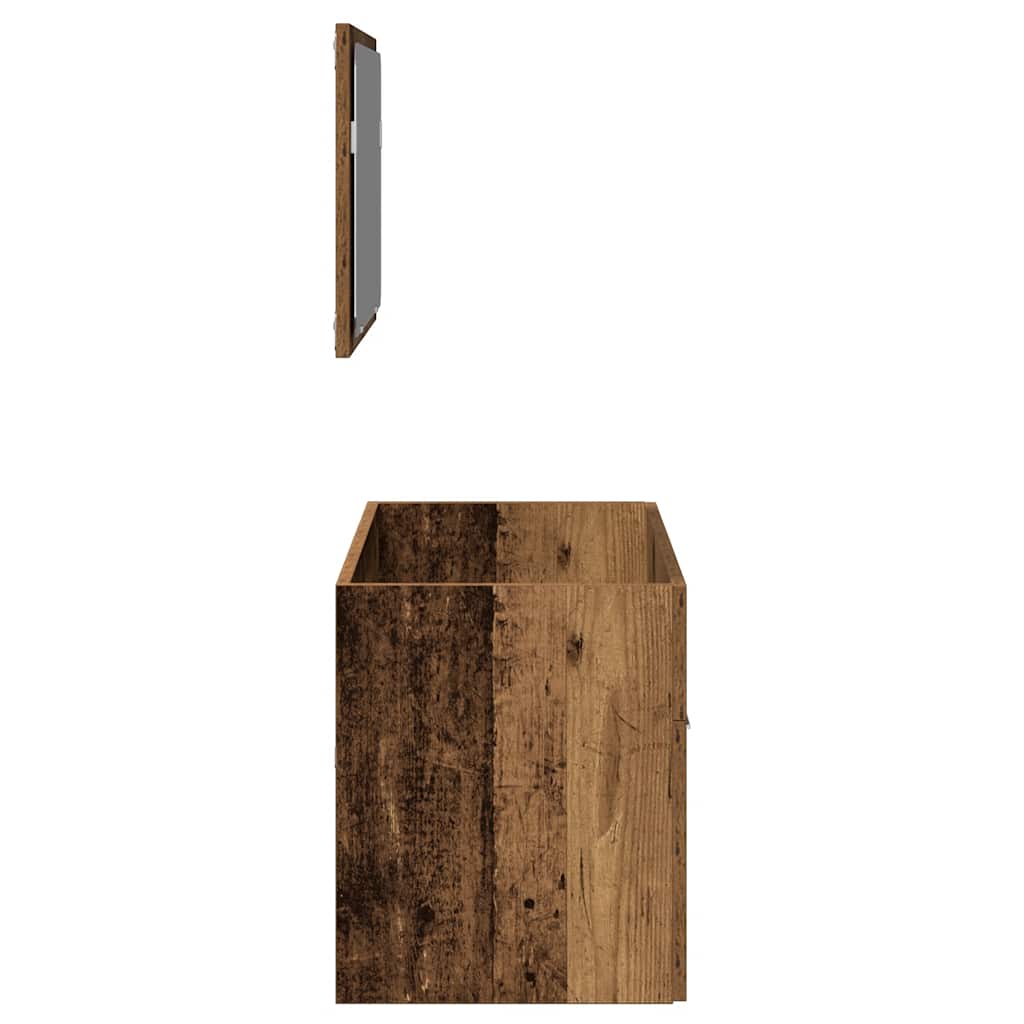Badkamerkast met spiegel bewerkt hout oud houtkleurig is nu te koop bij PeponiXL, paradijselijk wonen!