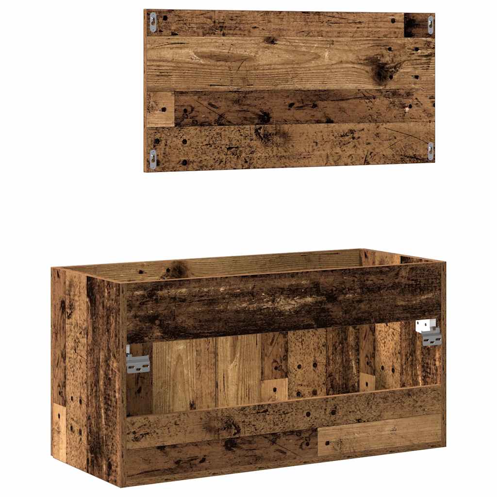 Badkamerkast met spiegel bewerkt hout oud houtkleurig is nu te koop bij PeponiXL, paradijselijk wonen!