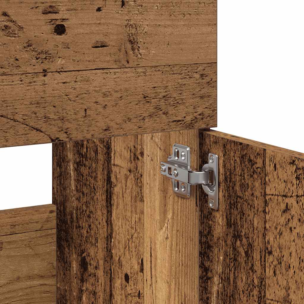 Badkamerkast met spiegel bewerkt hout oud houtkleurig is nu te koop bij PeponiXL, paradijselijk wonen!