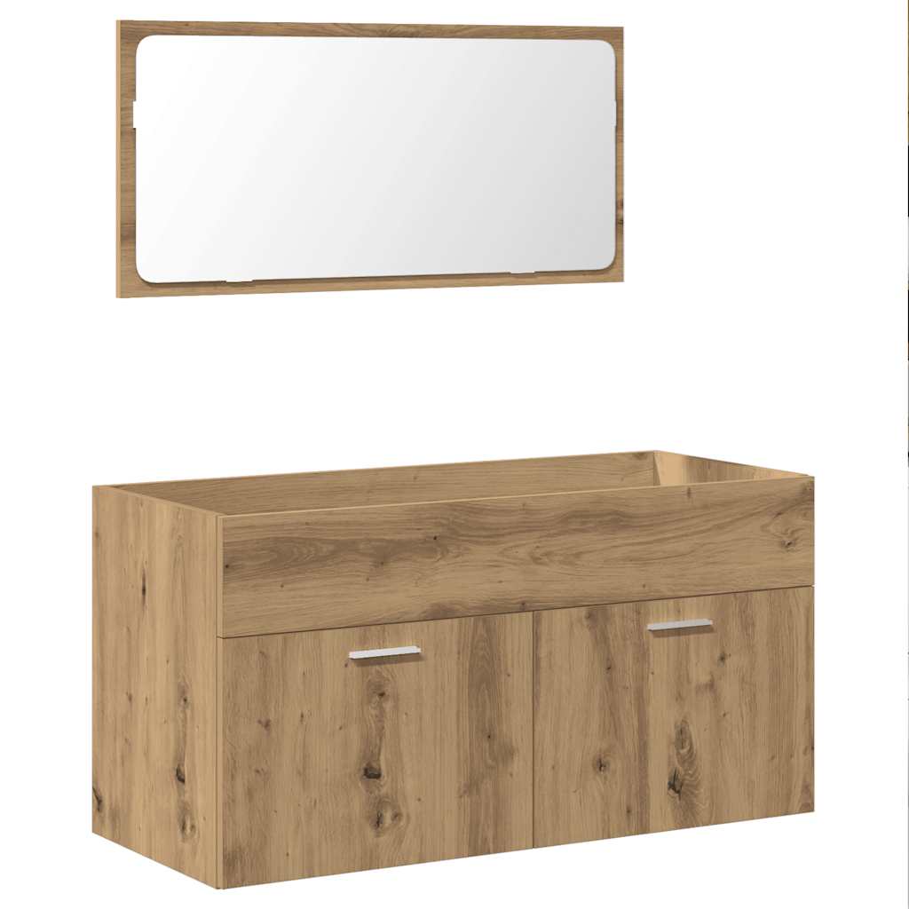 Badkamerkast met spiegel bewerkt hout artisanaal eikenkleurig is nu te koop bij PeponiXL, paradijselijk wonen!