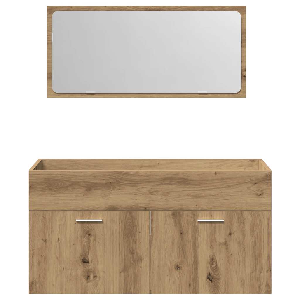 Badkamerkast met spiegel bewerkt hout artisanaal eikenkleurig is nu te koop bij PeponiXL, paradijselijk wonen!