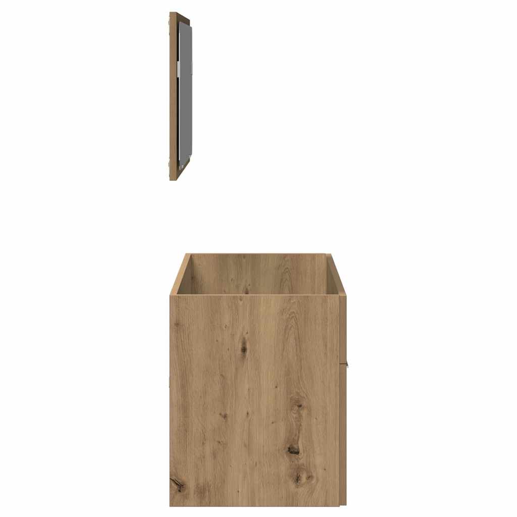 Badkamerkast met spiegel bewerkt hout artisanaal eikenkleurig is nu te koop bij PeponiXL, paradijselijk wonen!