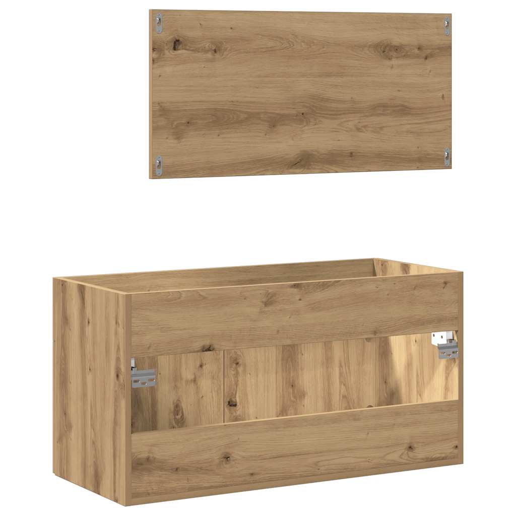 Badkamerkast met spiegel bewerkt hout artisanaal eikenkleurig is nu te koop bij PeponiXL, paradijselijk wonen!