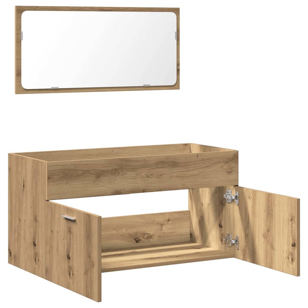 Badkamerkast met spiegel bewerkt hout artisanaal eikenkleurig is nu te koop bij PeponiXL, paradijselijk wonen!