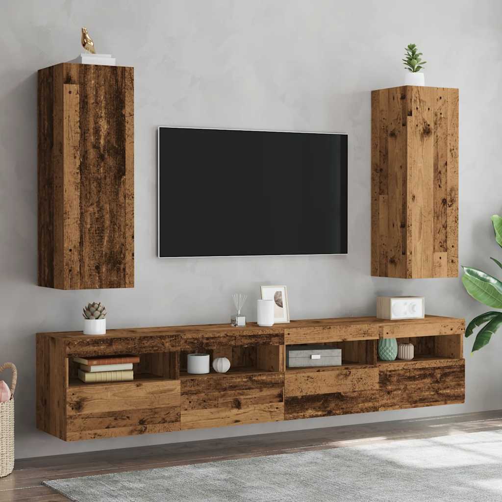 Tv-meubelen 2 st 30,5x30x90 cm bewerkt hout oud houtkleurig is nu te koop bij PeponiXL, paradijselijk wonen!
