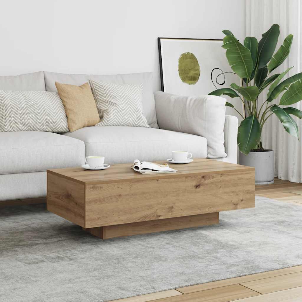 Salontafel 100x49,5x31 cm bewerkt hout artisanaal eikenkleur is nu te koop bij PeponiXL, paradijselijk wonen!